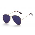 Blue Oversized Aviator Rider Mirror Polarized Lens Gold Frame Vintage Sunglasses